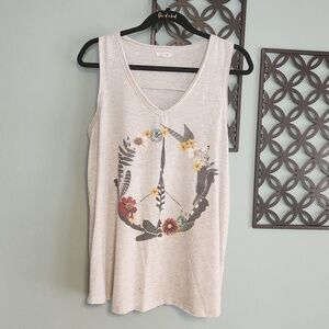 Maurice's Plus Size Floral Peace Sign Graphic Tank Size L